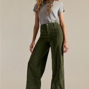 We The Free Libre Cord Wide Leg Pants Size 31 Forest Green Corduroy Pants